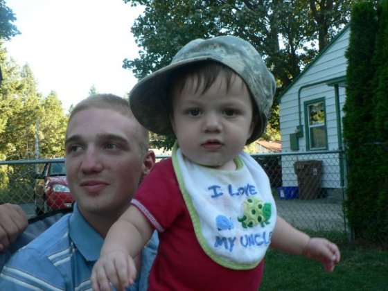 Daddy is home from Iraq and finally gets to spend time with you. 8 months old. 